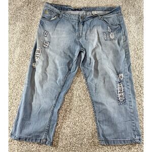 Bum Equipment Denim Jeans Wide Leg Baggy Skater Women's 90s 15/16 Distressed Y2K